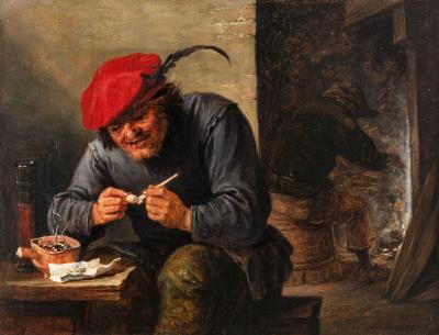 A Peasant Smoking at an Inn Table