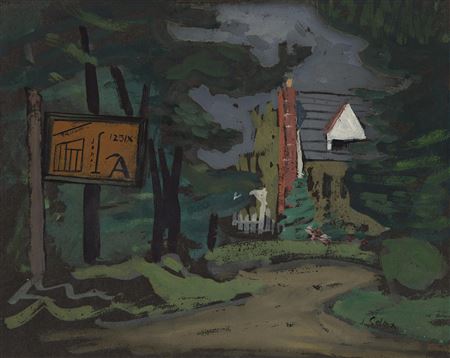 Untitled (Rural House with Sign)