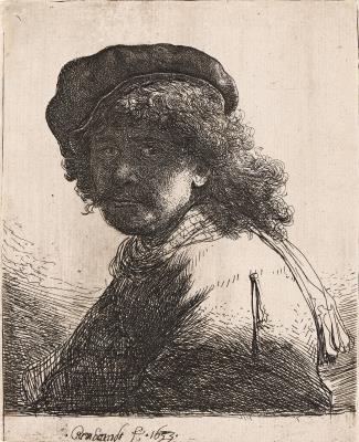 Self Portrait in a Cap and Scarf with the Face Dark: Bust