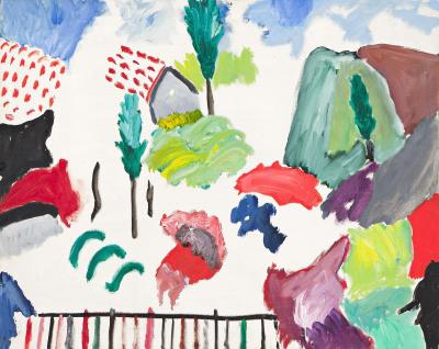 Landscape with Cypresses and Fence