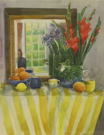 Still life with mirror and a reflection of the artist, 1989
