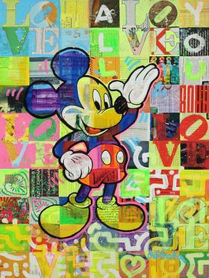 Mickey Mouse on a Robert Indiana reverse ground