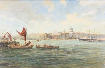 The Thames with a view of St Paul's Beyond