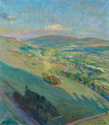 Evening Sunburst over Wensleydale, at Haytime, from Whitfield Scar by Piers Browne - Auction record, sale price, and art valuation. Compare with similar artists and explore comparable artworks.
