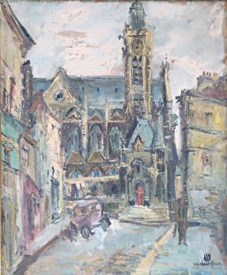 View of the Church of Saint-Étienne-du-Mont from Rue de la Montagne Sainte Geneviève