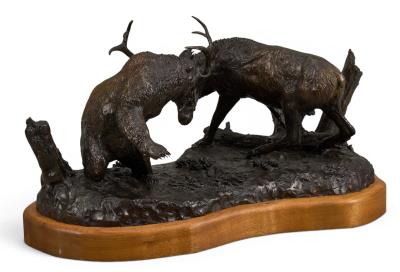 Bear and Elk Fighting