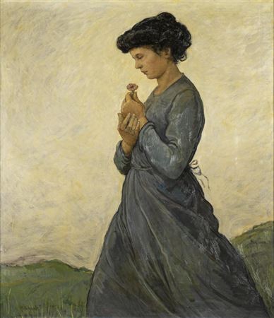 Jugendstil Frauenbildnis "Das Blumenwunder"