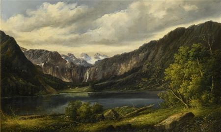 Landscape with alpine lake by Minna Bachmann - Auction record, sale price, and art valuation. Compare with similar artists and explore comparable artworks.