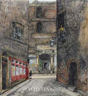 DERBY COURT FROM HOEY'S COURT, DUBLIN - RIGHT SIDE OF HOEY'S COURT NOW DEMOLISHED WITH FRONTAGE OF DERBY COURT ALTERED