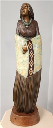 Woman with Blanket by Cliff Fragua - Auction record, sale price, and art valuation. Compare with similar artists and explore comparable artworks.