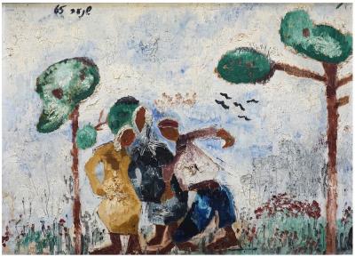 Three Figures in a Field by Zvi Shinar - Auction record, sale price, and art valuation. Compare with similar artists and explore comparable artworks.