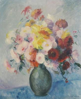 Still Life with Aster Bouquet by Fritz Fuhrken - Auction record, sale price, and art valuation. Compare with similar artists and explore comparable artworks.