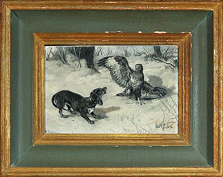 Dackel und Bussard by Wilhelm Grabhein - Auction record, sale price, and art valuation. Compare with similar artists and explore comparable artworks.