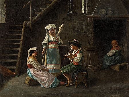 Genre Scene in Interior by Giulio Amodio - Auction record, sale price, and art valuation. Compare with similar artists and explore comparable artworks.