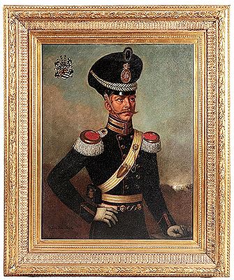Hannoverscher Grenadier a.d. Fam. von Brandis.- Hochdekoratives Offiziersportrait (nach histor. Vorlage) im Dienstgrad eines Majors m. detailreichen Uniformwiedergaben wie z.B. Epauletten u. hoher Shako by Anton Kaulbach - Auction record, sale price, and art valuation. Compare with similar artists and explore comparable artworks.