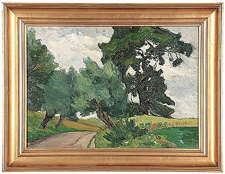 Landschaft m. Feldweg u. Bäumen