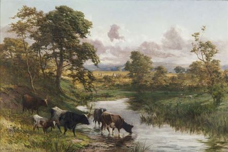 Cattle Watering in a River Landscape