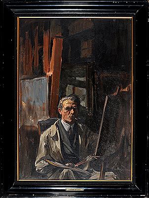 A portrait of the Artist seated in his studio