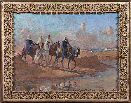 Un CaÏd du Gharb et son Méchoir, allant à la rencontre d'un hôte de marque à la limite de son territoire, Maroc