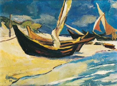 Netzboote vor der Düne