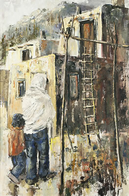 Pueblo Homecoming by Joan Marron-LaRue - Auction record, sale price, and art valuation. Compare with similar artists and explore comparable artworks.