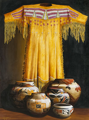 A Plateau Beaded and Fringed Hide Dress