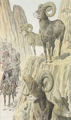 "Spaniards Meet the Big Horns, 17th Century" by Jose Cisneros - Auction record, sale price, and art valuation. Compare with similar artists and explore comparable artworks.