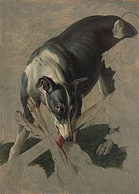 STUDY OF A DOG NEAR A HARE