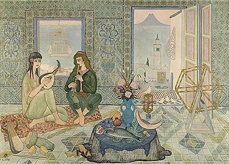MUSICIANS IN INTERIOR A SIDI BOU SAID by Jellal Ben Abdallah - Auction record, sale price, and art valuation. Compare with similar artists and explore comparable artworks.