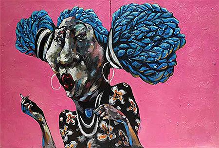 COFFEE ON BLUES (Diptych) by Soji Adesina - Auction record, sale price, and art valuation. Compare with similar artists and explore comparable artworks.