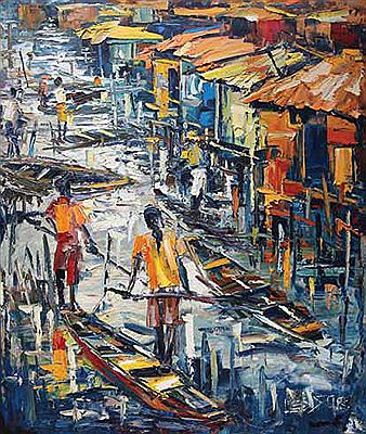 ANOTHER MORNING (FISHING VILLAGE SERIES) by Marvua Lessor - Auction record, sale price, and art valuation. Compare with similar artists and explore comparable artworks.