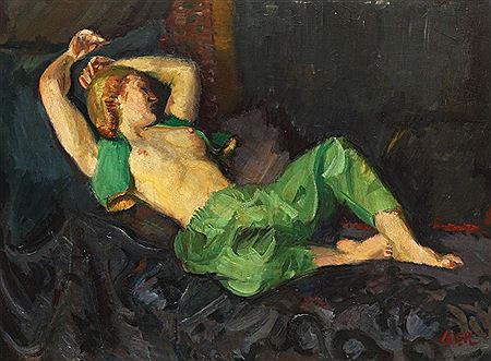 Odalisque with green salvari