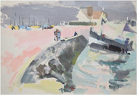 Jetée rose au chalutier