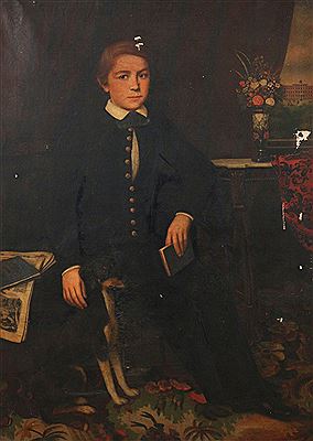 Portrait of a boy and his dog, 1863
