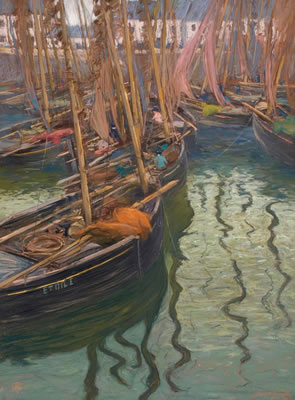 A Dock Harmony, Fishing Boats by Charles Henry Fromuth - Auction record, sale price, and art valuation. Compare with similar artists and explore comparable artworks.