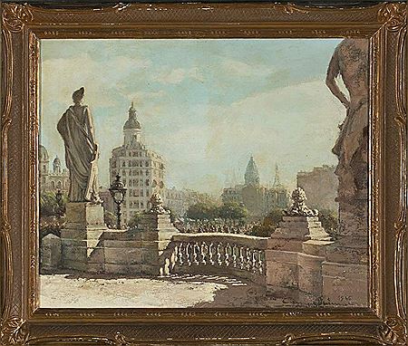 View of Plaça Catalunya, Barcelona by Francisco Camps Dalmases - Auction record, sale price, and art valuation. Compare with similar artists and explore comparable artworks.