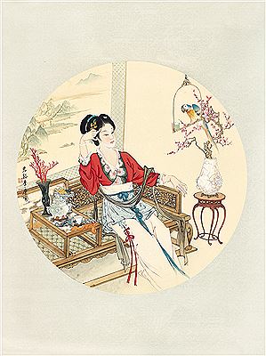 A LADY AND PARROT