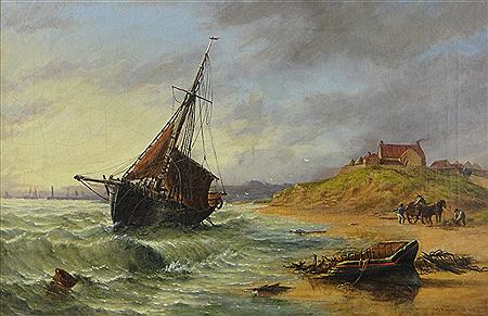 Fishing beach scene