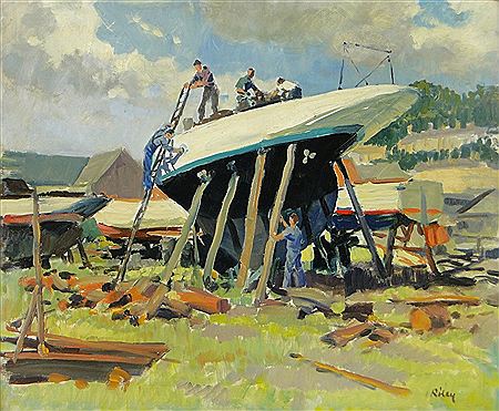 "The Boatyard, Bangor, North Wales" by Harry Riley - Auction record, sale price, and art valuation. Compare with similar artists and explore comparable artworks.
