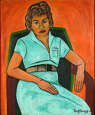 Portrait of Lady in Blue Dress by Ng Eng Teng - Auction record, sale price, and art valuation. Compare with similar artists and explore comparable artworks.