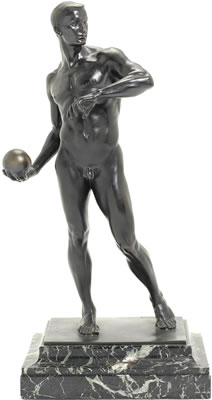 A Bronze Figure of an Athletic Male Nude by Richard Wilhelm Daniel Fabricius - Auction record, sale price, and art valuation. Compare with similar artists and explore comparable artworks.