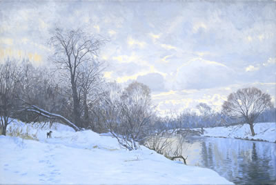 Early spring morning by the river by Simon L Kozhin - Auction record, sale price, and art valuation. Compare with similar artists and explore comparable artworks.