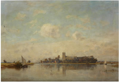 Christchurch Priory, Hampshire by Frederick George Cotman - Auction record, sale price, and art valuation. Compare with similar artists and explore comparable artworks.
