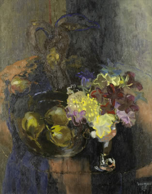 Still life with brown jug