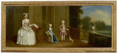 Portrait of a family, full-length on a balcony