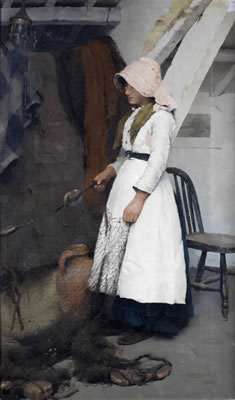 Sample artwork by Fred Hall (1860 - 1948), known for impressionist painting of landscape, rustic subjects and portraits, caricatures - View similar artists and auction records