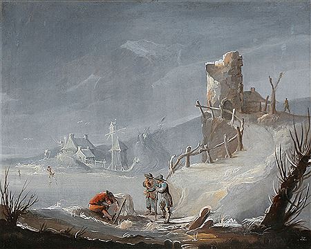 Winter landscape with men by a hole in a frozen lake by Peter Cramer - Auction record, sale price, and art valuation. Compare with similar artists and explore comparable artworks.