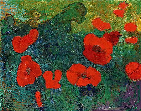 Composition with a girl and poppies by Kai Christensen - Auction record, sale price, and art valuation. Compare with similar artists and explore comparable artworks.
