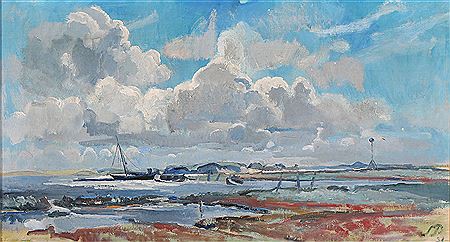 Coastal scene with ships at the shore