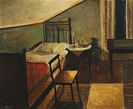 Candlelit interior.